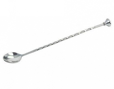 Ложка барная 28см металлическая кнопка нержавеющая сталь